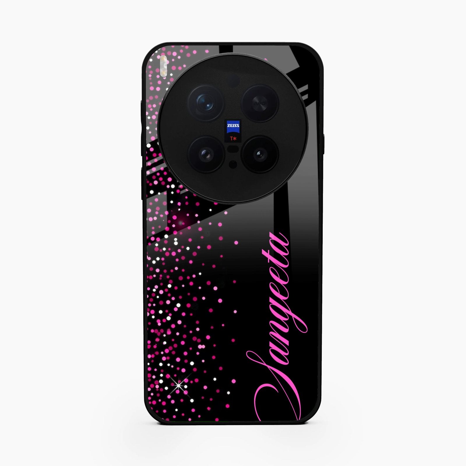 Pink Glitter Customize Glass Case Cover For Vivo