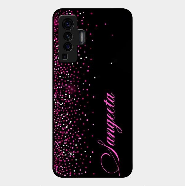 Pink Glitter Customize Glass Case Cover For Vivo