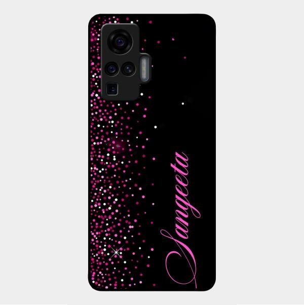 Pink Glitter Customize Glass Case Cover For Vivo