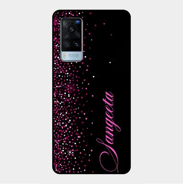 Pink Glitter Customize Glass Case Cover For Vivo