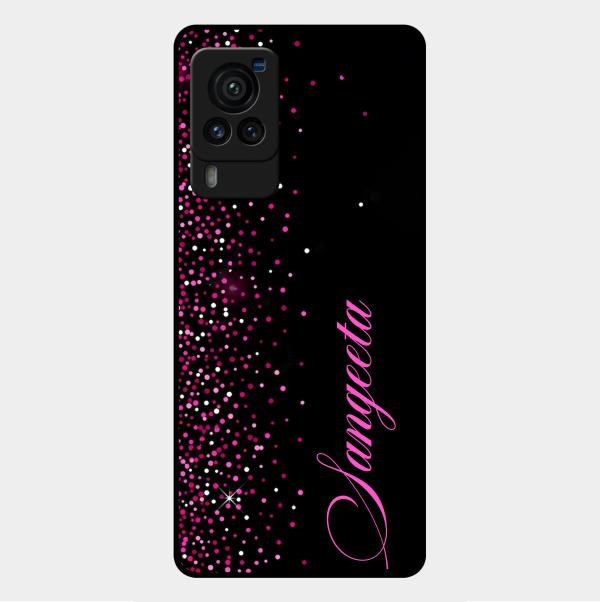 Pink Glitter Customize Glass Case Cover For Vivo