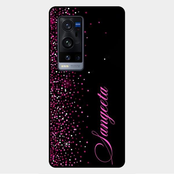 Pink Glitter Customize Glass Case Cover For Vivo