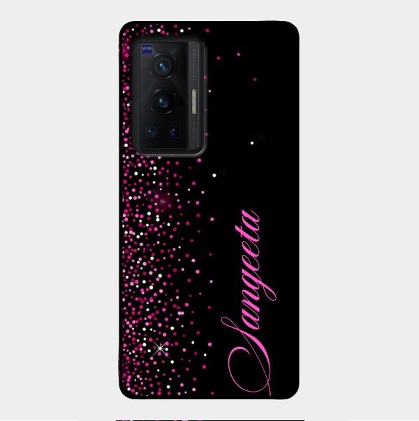 Pink Glitter Customize Glass Case Cover For Vivo