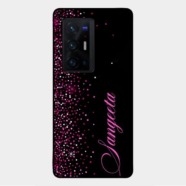Pink Glitter Customize Glass Case Cover For Vivo