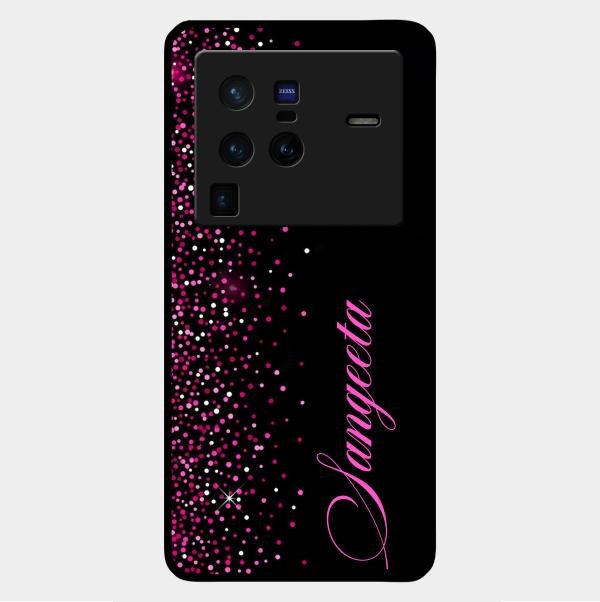 Pink Glitter Customize Glass Case Cover For Vivo