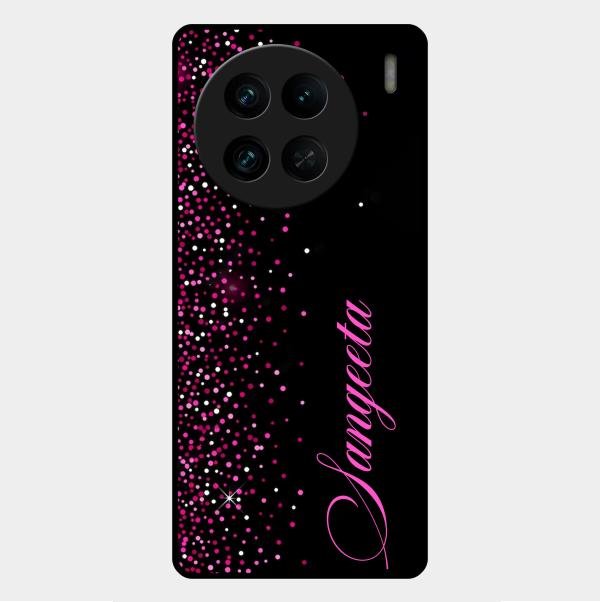 Pink Glitter Customize Glass Case Cover For Vivo