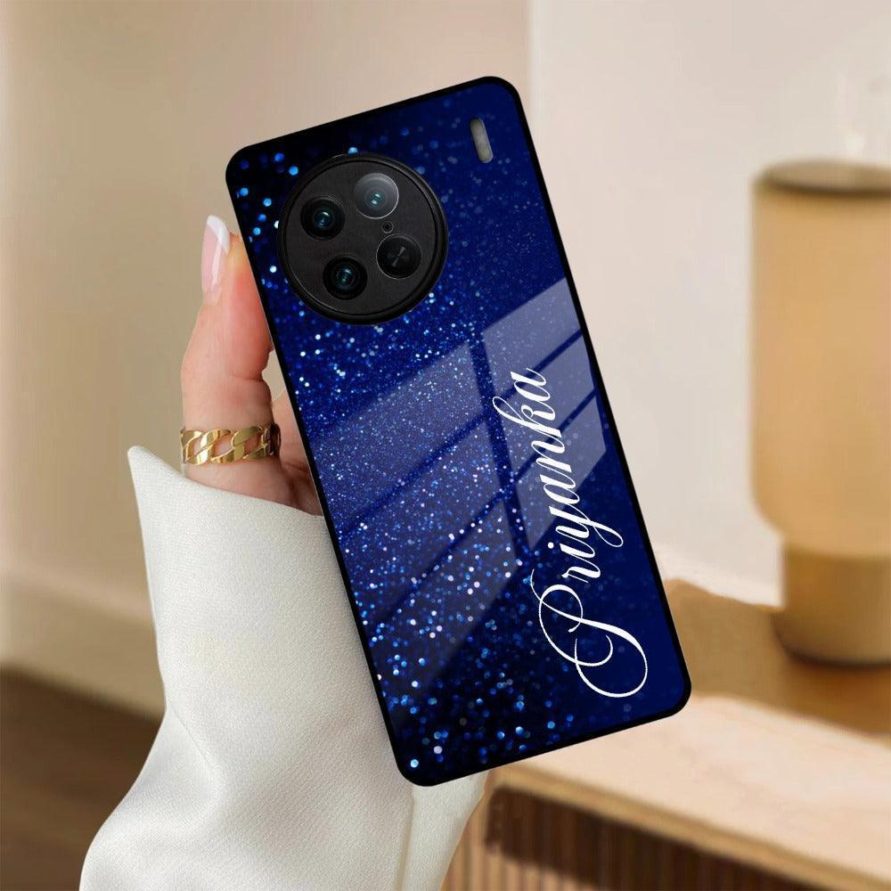 Blue Glitter Customize Glass Case Cover For Vivo - ShopOnCliQ
