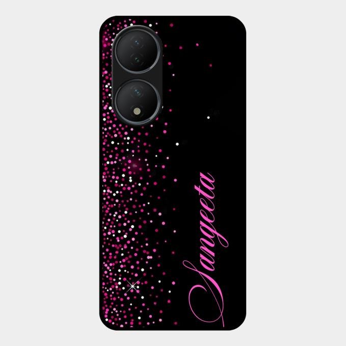 Pink Glitter Customize Glass Case Cover For Vivo