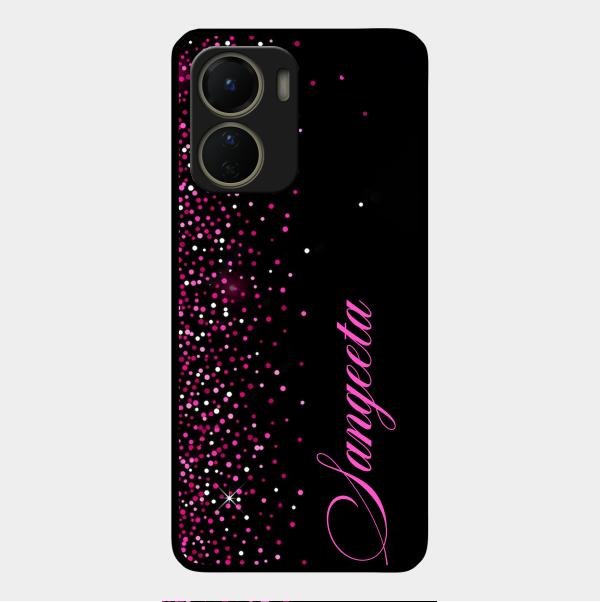 Pink Glitter Customize Glass Case Cover For Vivo
