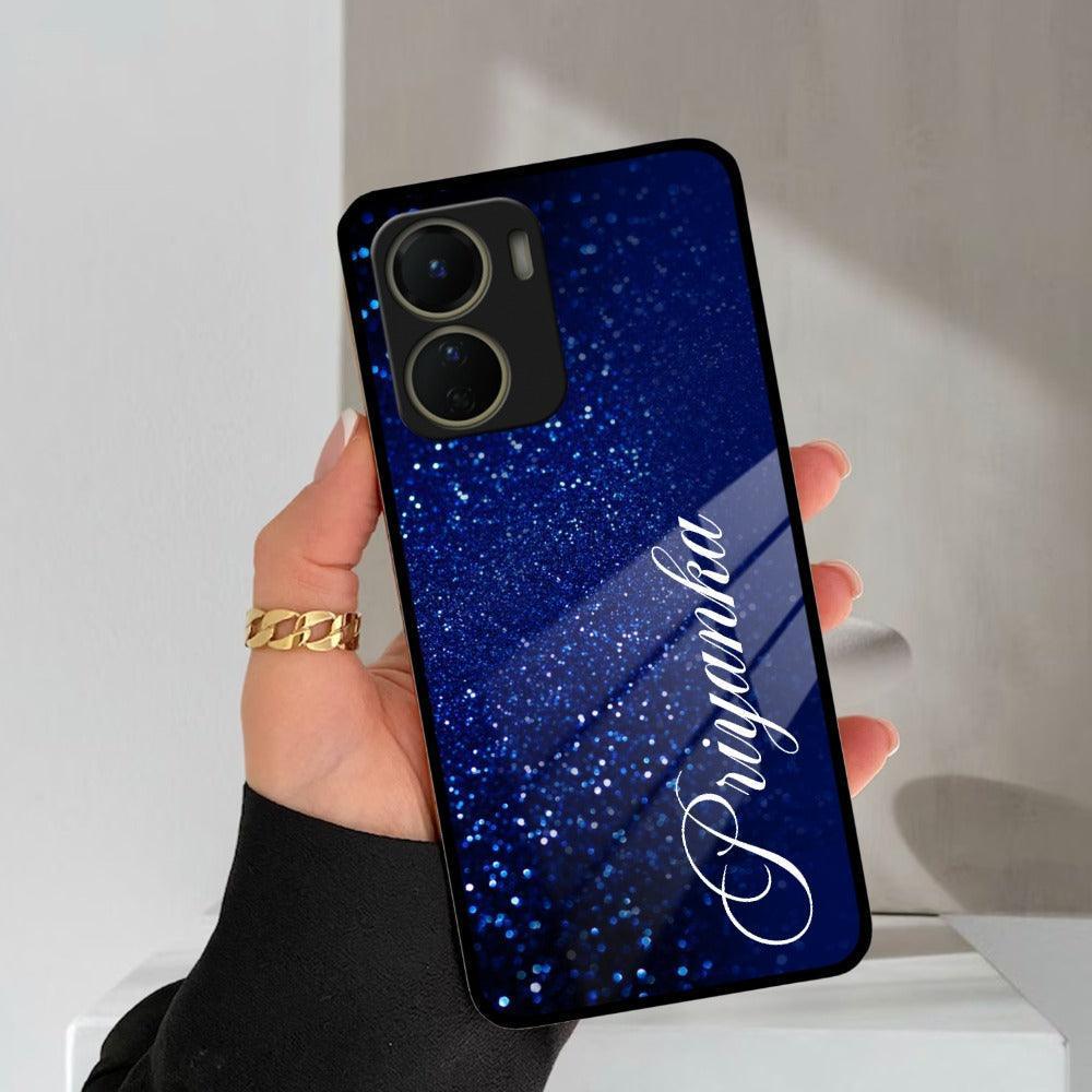 Blue Glitter Customize Glass Case Cover For Vivo - ShopOnCliQ