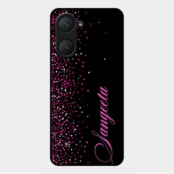 Pink Glitter Customize Glass Case Cover For Vivo