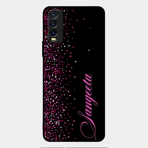 Pink Glitter Customize Glass Case Cover For Vivo