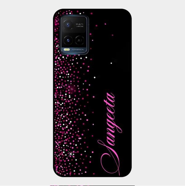 Pink Glitter Customize Glass Case Cover For Vivo