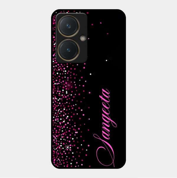 Pink Glitter Customize Glass Case Cover For Vivo