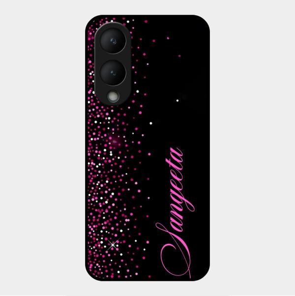 Pink Glitter Customize Glass Case Cover For Vivo