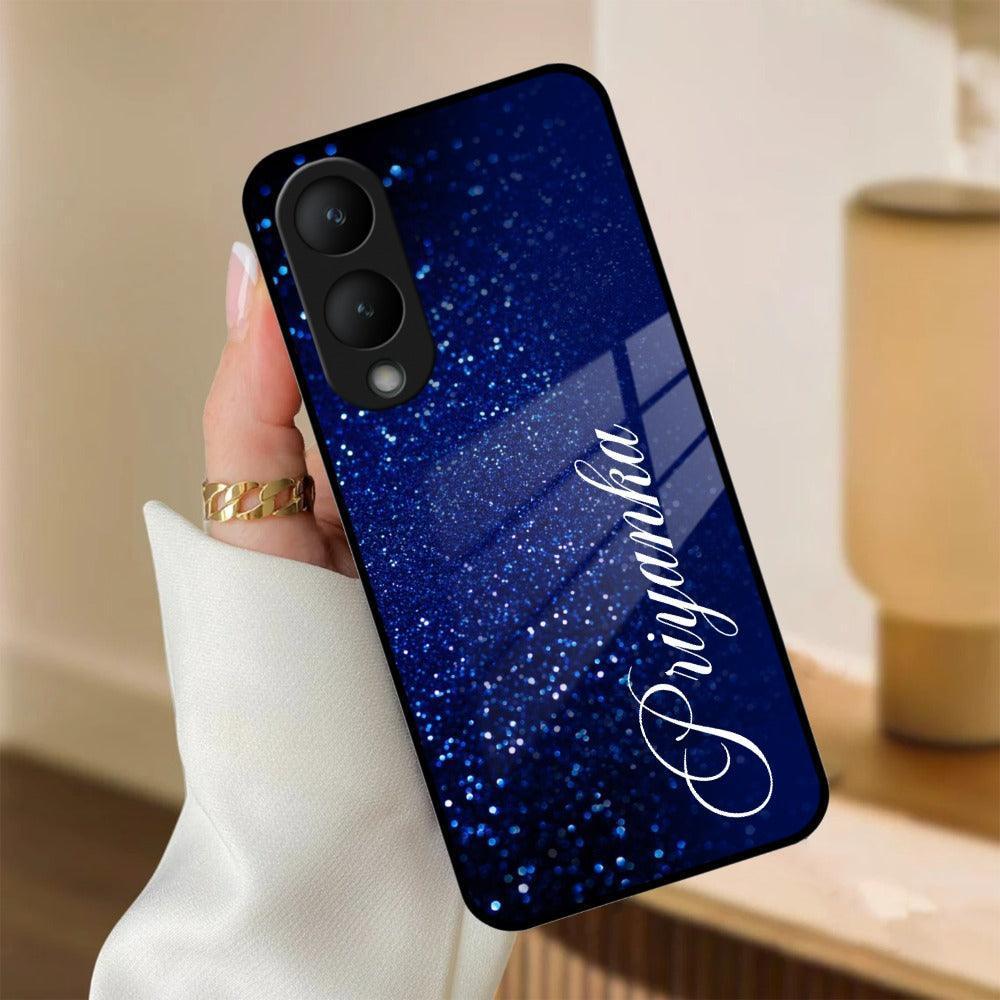 Blue Glitter Customize Glass Case Cover For Vivo - ShopOnCliQ