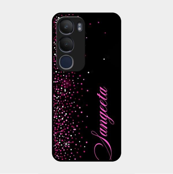 Pink Glitter Customize Glass Case Cover For Vivo