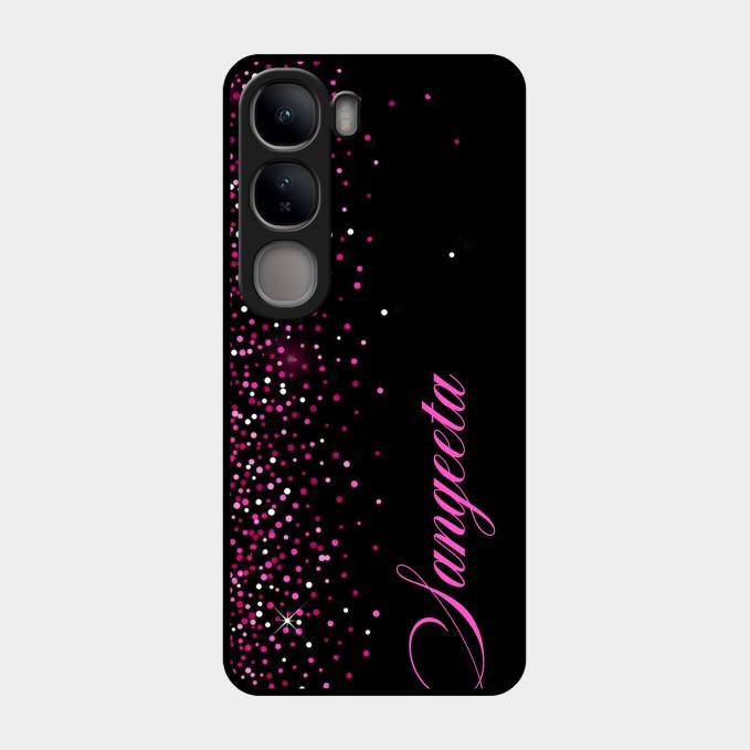 Pink Glitter Customize Glass Case Cover For Vivo