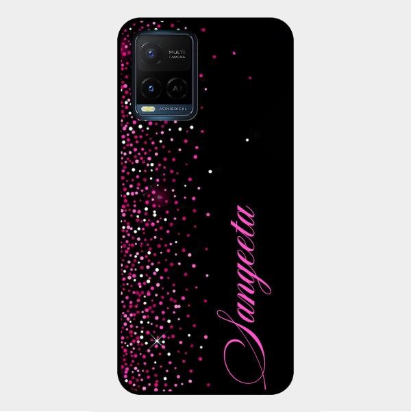 Pink Glitter Customize Glass Case Cover For Vivo