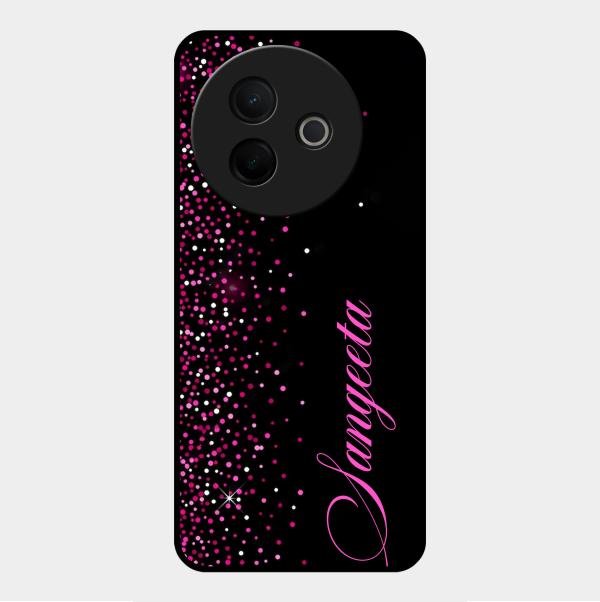 Pink Glitter Customize Glass Case Cover For Vivo