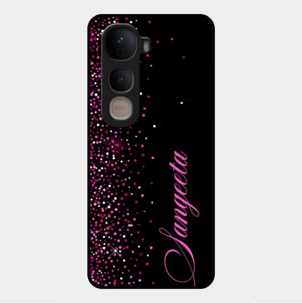 Pink Glitter Customize Glass Case Cover For Vivo