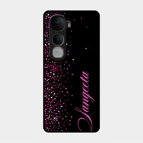 Pink Glitter Customize Glass Case Cover For Vivo