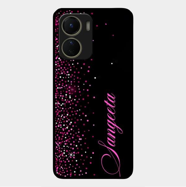 Pink Glitter Customize Glass Case Cover For Vivo