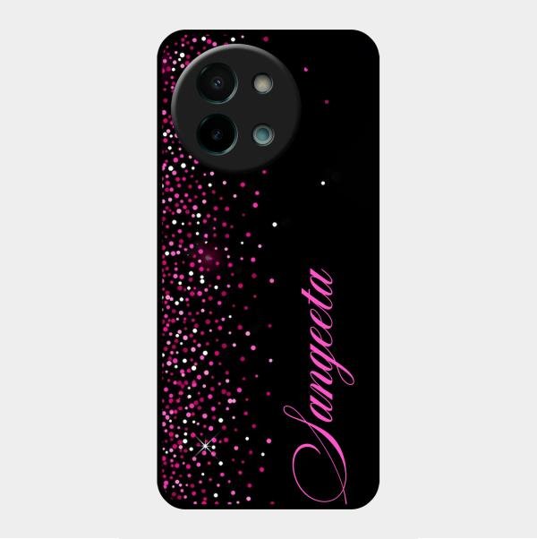 Pink Glitter Customize Glass Case Cover For Vivo