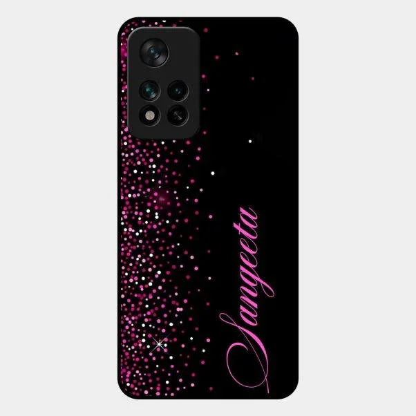 Pink Glitter Customize Glass Case Cover For Redmi