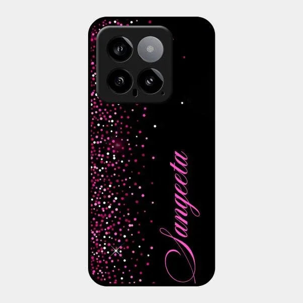 Pink Glitter Customize Glass Case Cover For Redmi