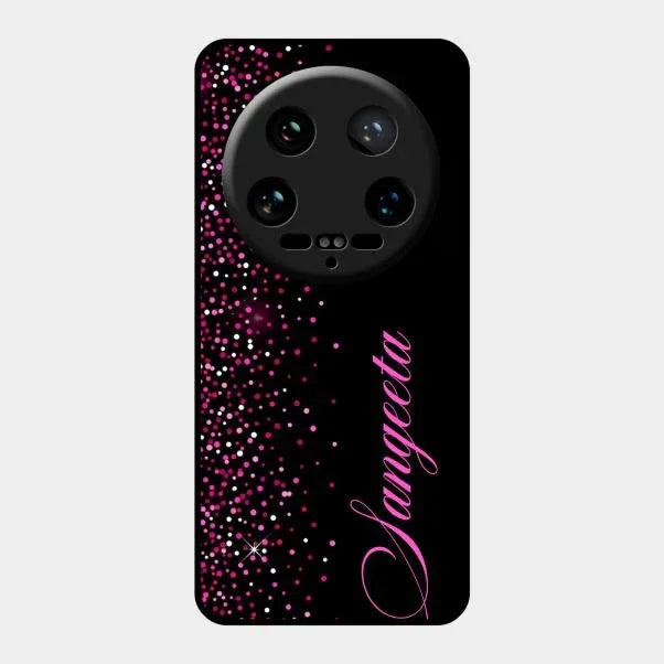Pink Glitter Customize Glass Case Cover For Redmi
