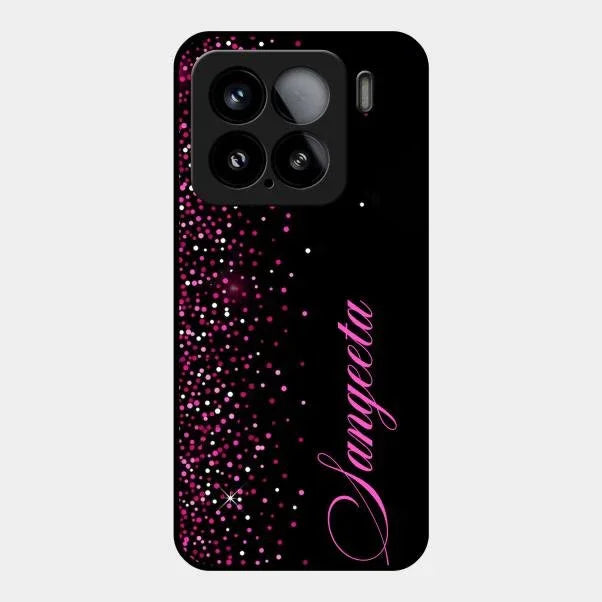 Pink Glitter Customize Glass Case Cover For Redmi