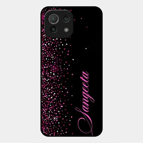 Pink Glitter Customize Glass Case Cover For Redmi
