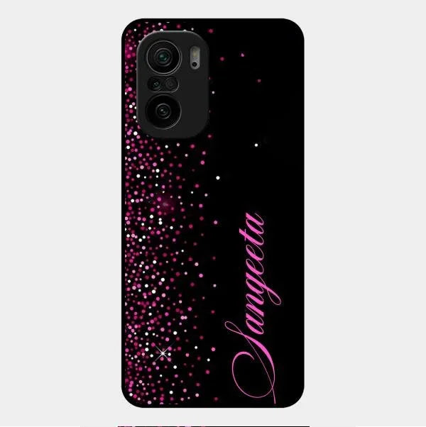 Pink Glitter Customize Glass Case Cover For Redmi