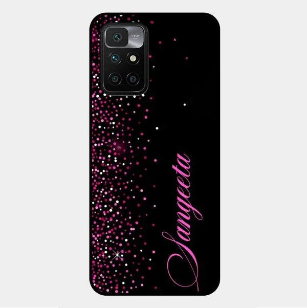 Pink Glitter Customize Glass Case Cover For Redmi