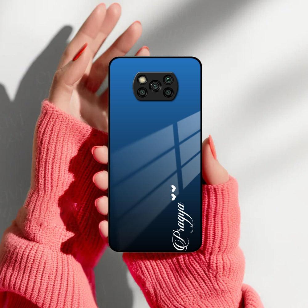 Blue Gradient Glass Case Cover For Poco