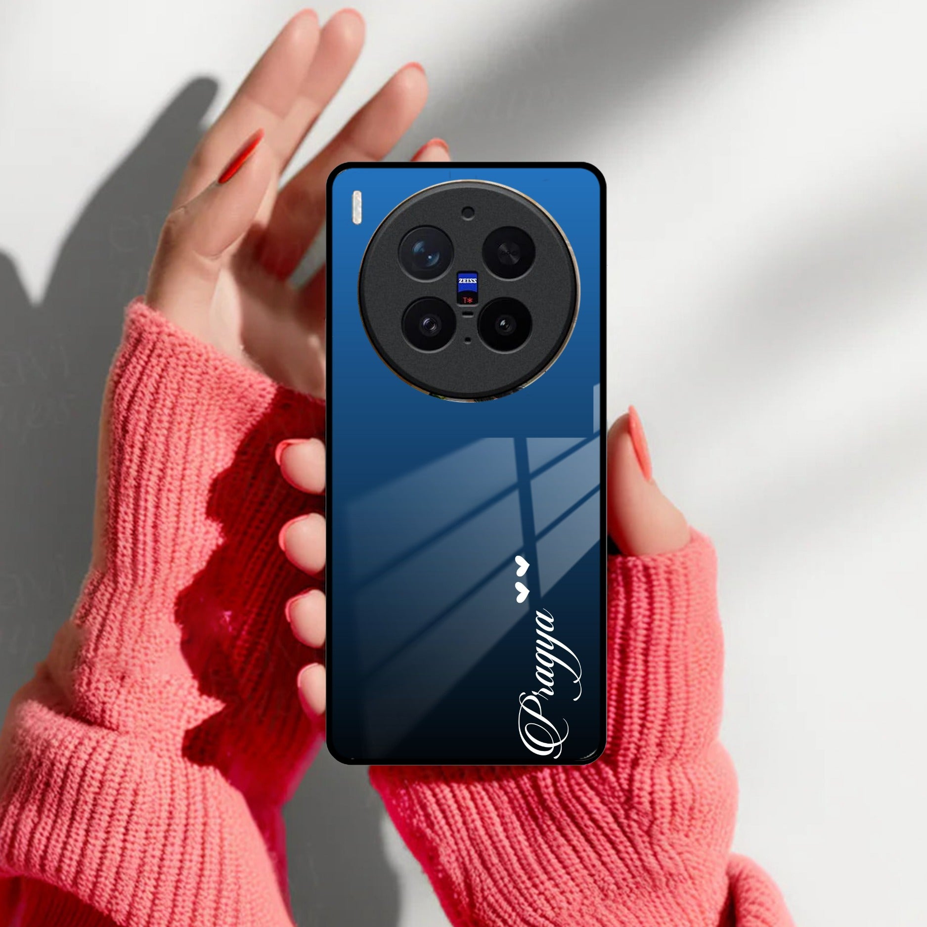 Blue Gradient Glass Case Cover For Vivo