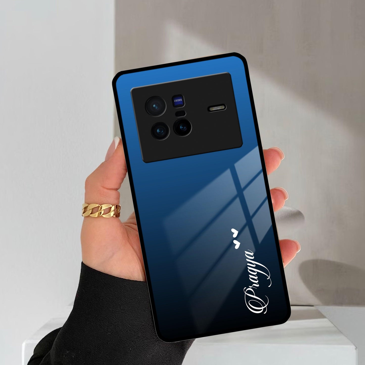 Blue Gradient Glass Case Cover For iQOO