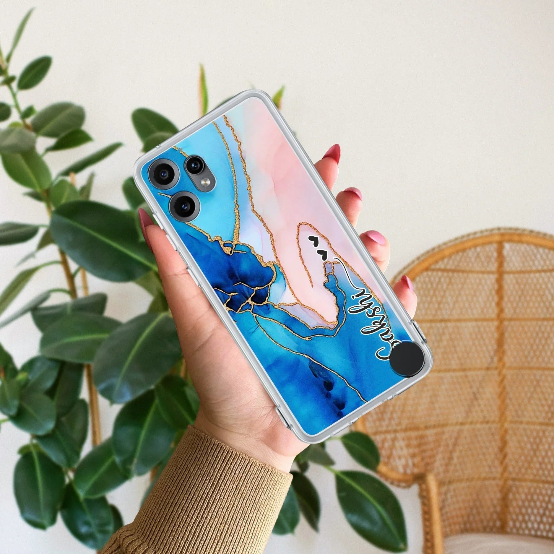 Blue Gradient Marble Customize Transparent Silicon Case For Nothing - ShopOnCliQ
