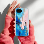 Blue Gradient Marble Customize Anti Yellow Clear Case For iPhone 17e