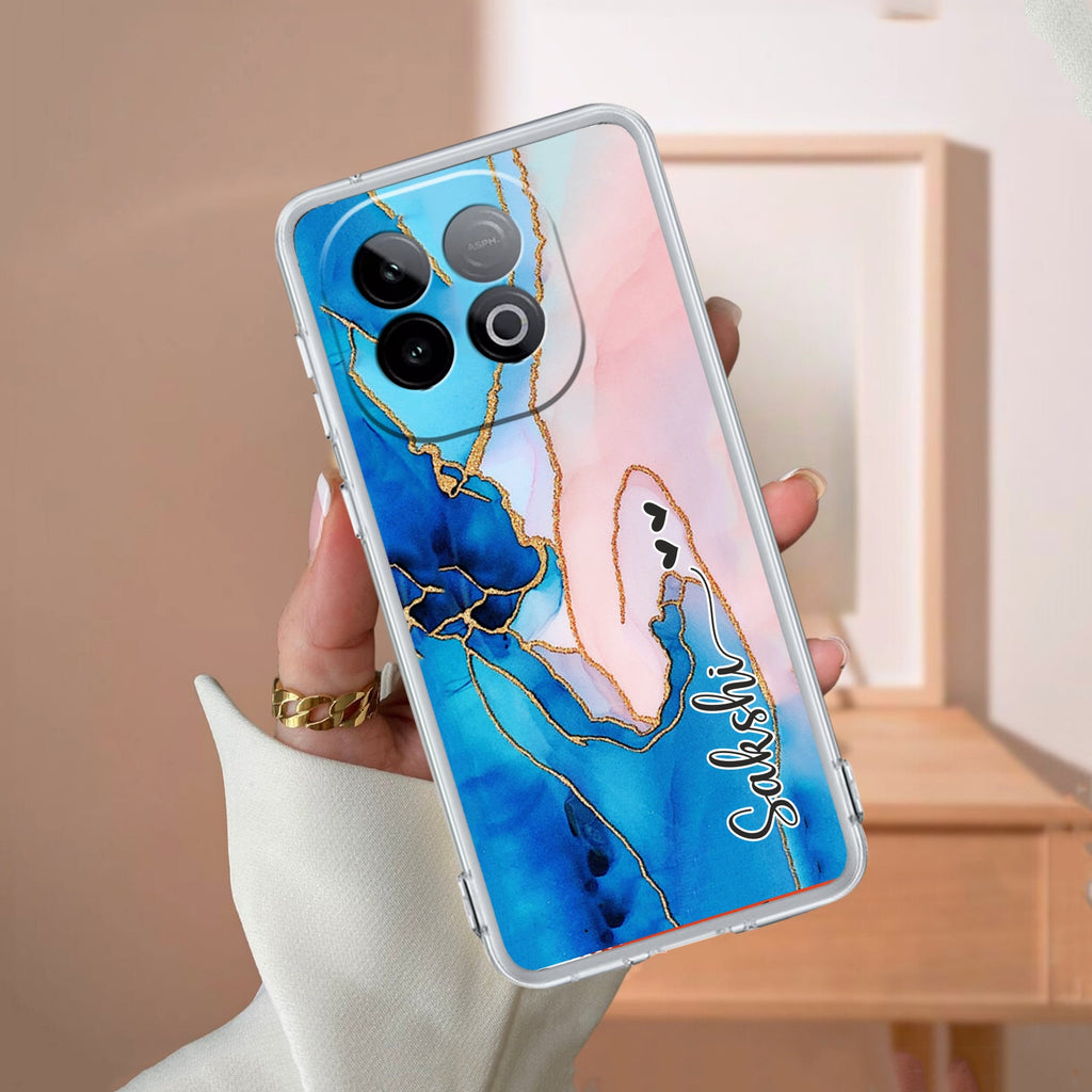 Blue Gradient Marble Customize Transparent Silicon Case For iQOO Neo 10 5G