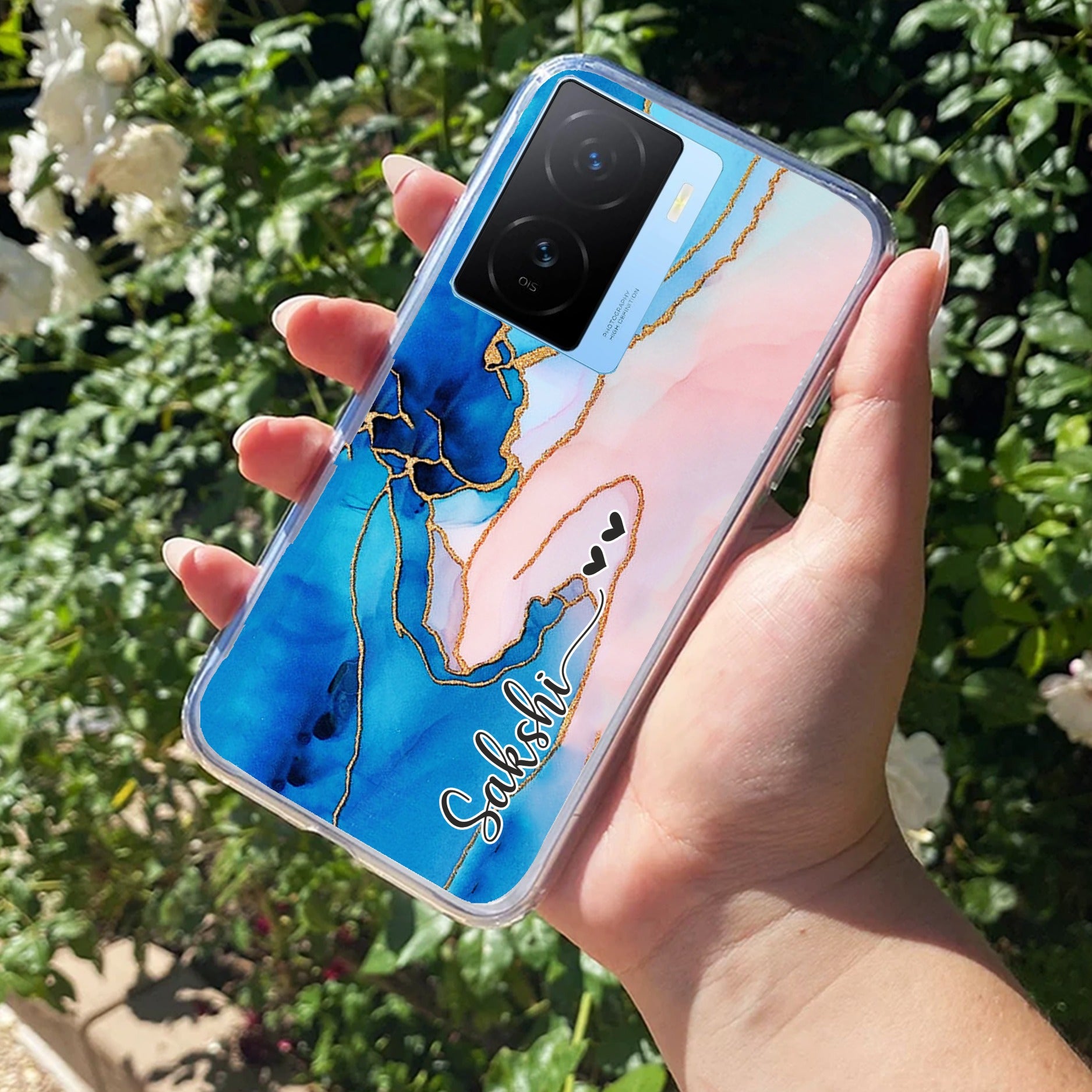 Blue Gradient Marble Customize Transparent Silicon Case For iQOO Z7s 5G