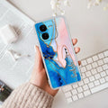 Blue Gradient Marble Customize Transparent Silicon Case For iQOO Z9x 5G