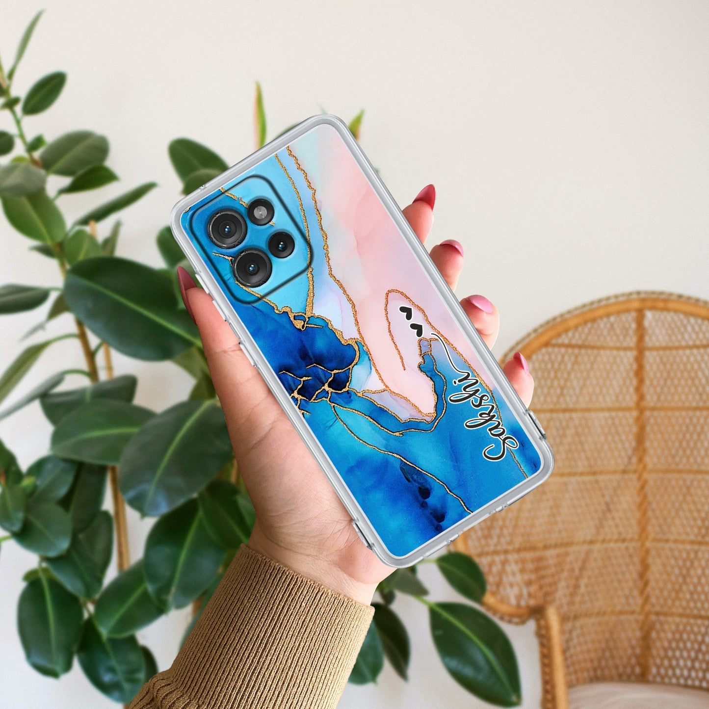 Blue Gradient Marble Customize Transparent Silicon Case For Motorola