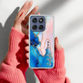 Blue Gradient Marble Customize Anti Yellow Case For Motorola Edge 60 Pro 5G