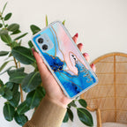 Blue Gradient Marble Customize Anti Yellow Case For Motorola G64 5G