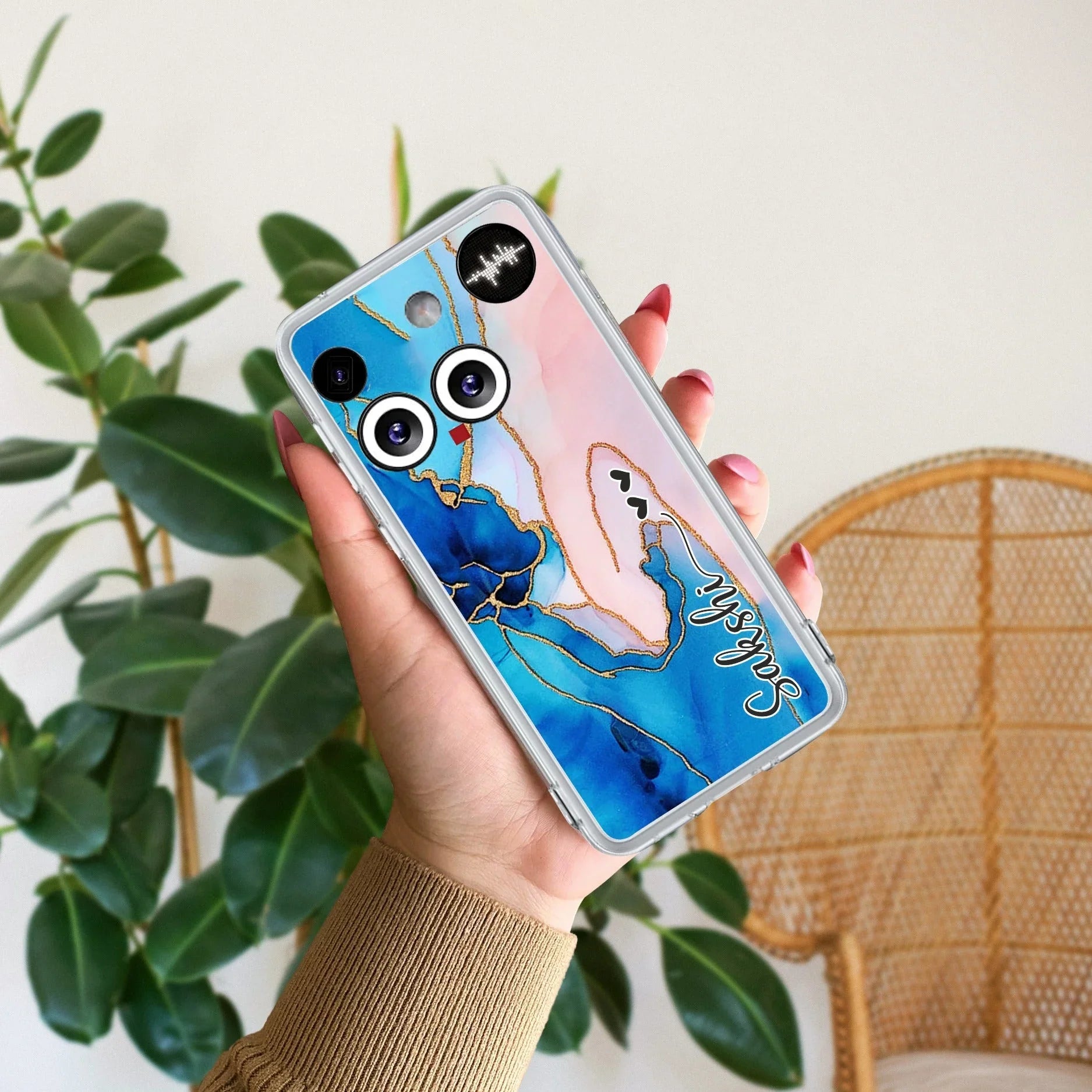 Blue Gradient Marble Customize Transparent Silicon Case For Nothing - ShopOnCliQ