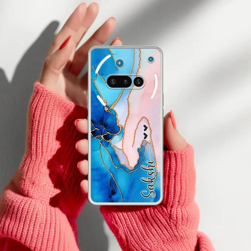 Blue Gradient Marble Customize Transparent Silicon Case For Nothing - ShopOnCliQ