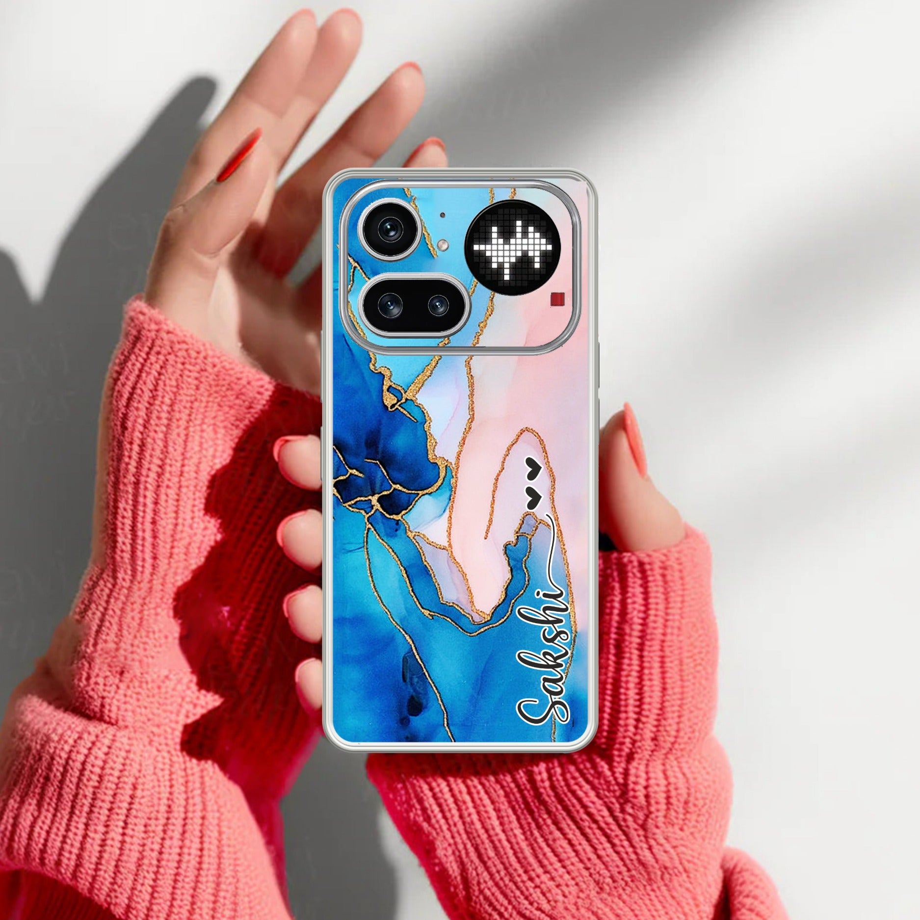 Blue Gradient Marble Customize Transparent Silicon Case For Nothing