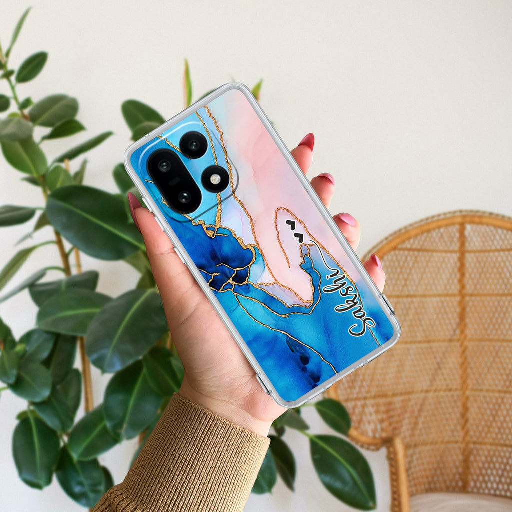 Blue Gradient Marble Customize Anti Yellow Case For OnePlus 15 5G